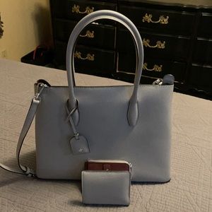 Kate Spade grey tote plus wallet with plum inside.